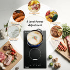 Индукционен плот TOPWISH с 2 зони, 3500W, Boost функция и Touch управление