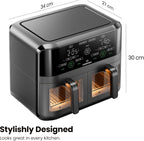 Двоен еър фрайър Chefman 5.6L с 2 кошници, Sync Finish и прозорци за наблюдение