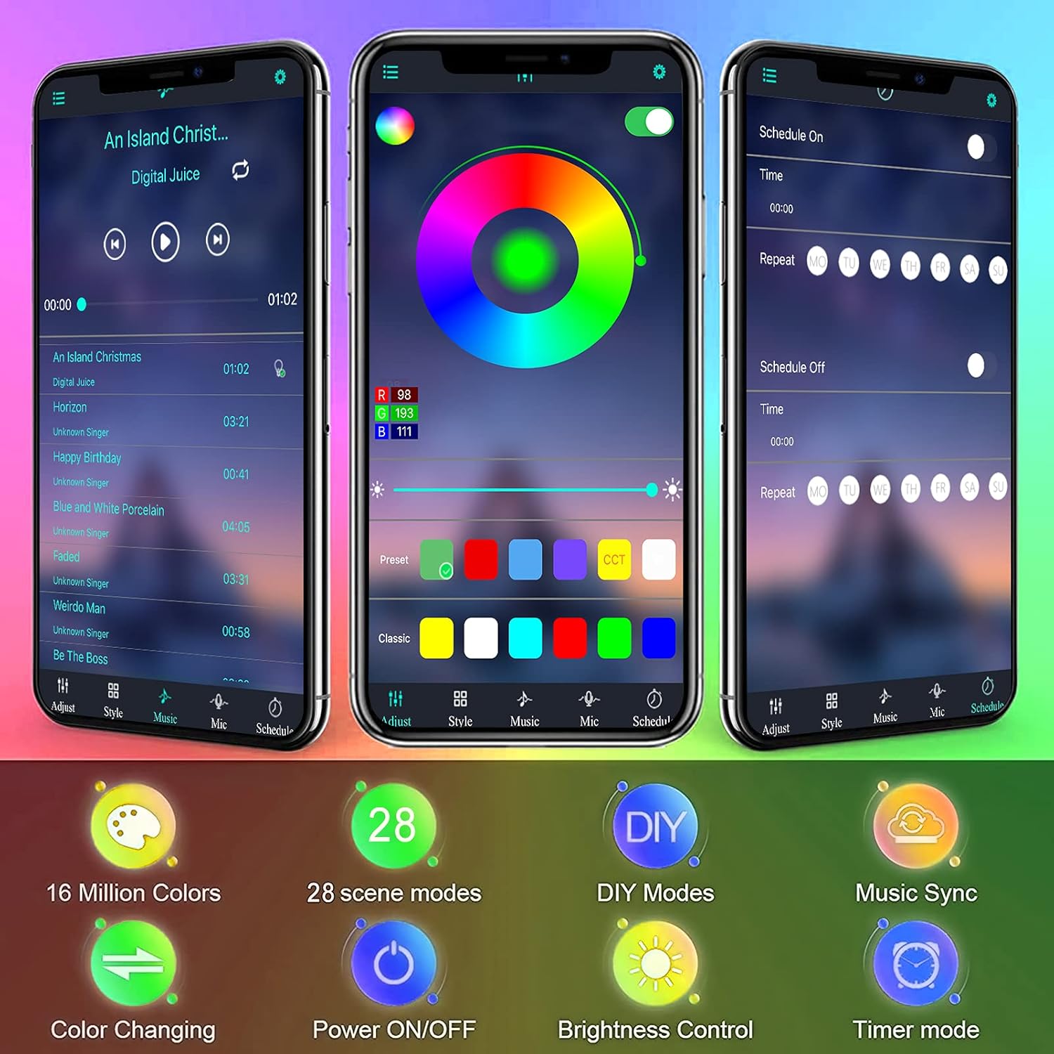GreenSun LED аквариумно осветление 78 см RGB с APP управление, IP68 водоустойчиво