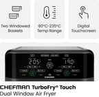 Двоен еър фрайър Chefman 5.6L с 2 кошници, Sync Finish и прозорци за наблюдение