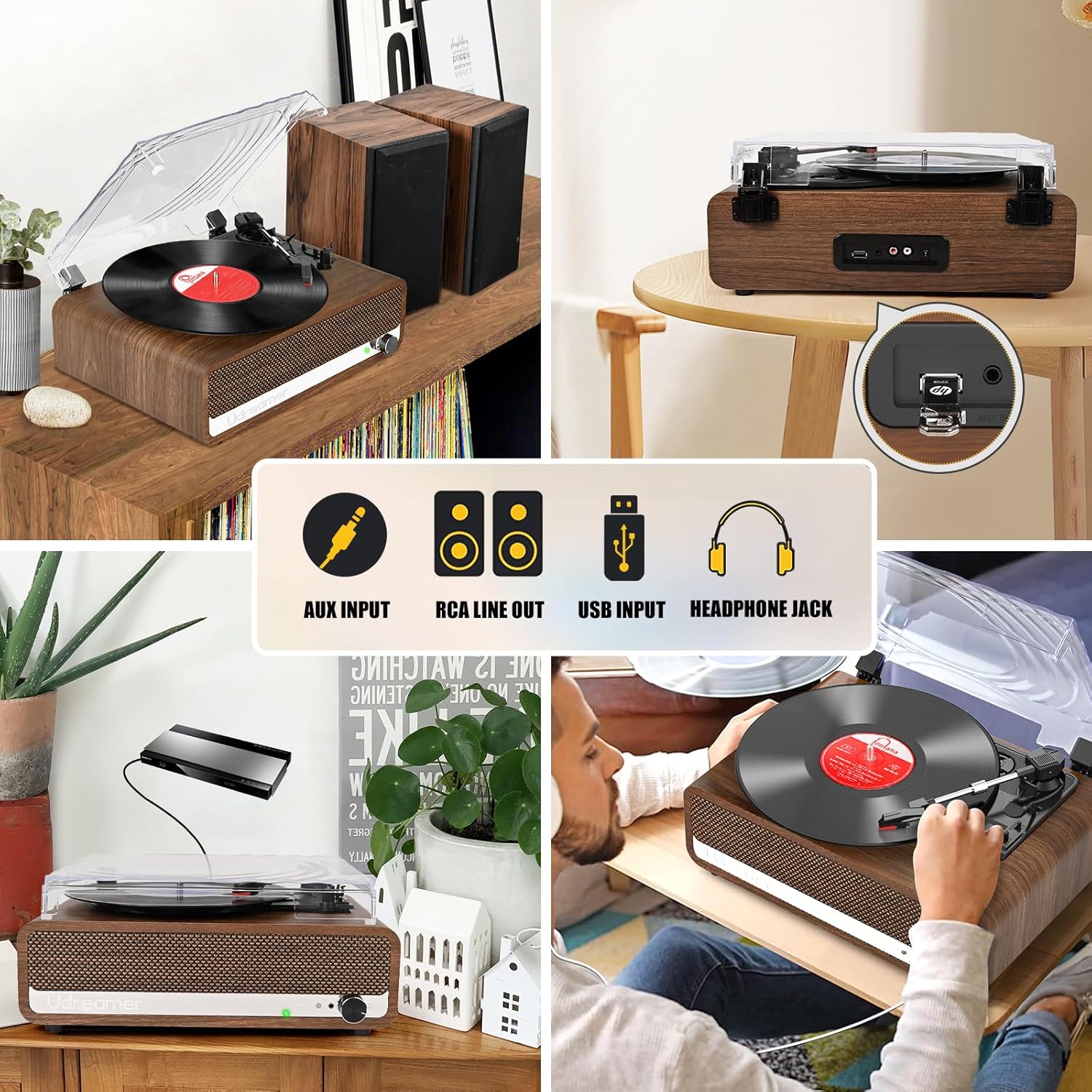 Ретро грамофон с вградени говорители и Bluetooth Udreamer UD002