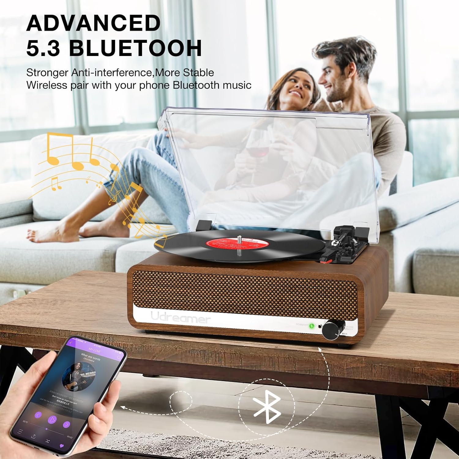 Ретро грамофон с вградени говорители и Bluetooth Udreamer UD002