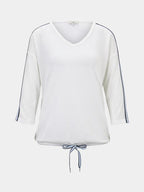 TOM TAILOR Дамска блуза с дължина 3/4 ръкав, бяла