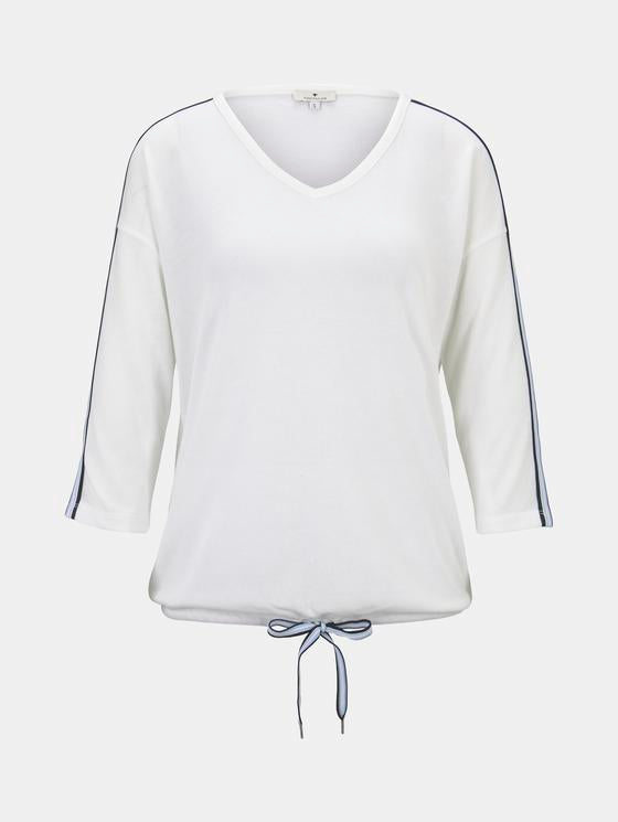 TOM TAILOR Дамска блуза с дължина 3/4 ръкав, бяла