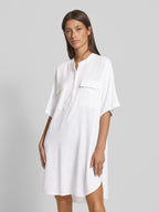 VERO MODA Дамска ленена туника с къс ръкав, бяла