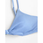 Zaful Two-piece swimsuit, ribbed bustier, light blue