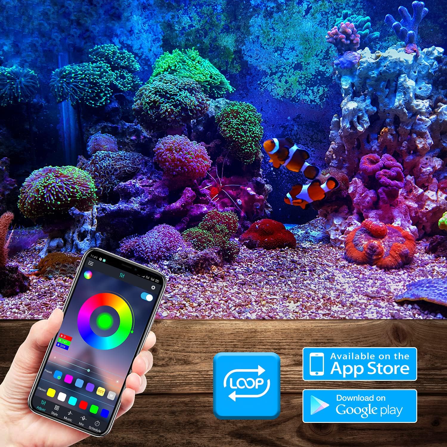 GreenSun LED аквариумно осветление 78 см RGB с APP управление, IP68 водоустойчиво