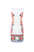 Desigual Women's short cotton dress Cher, white with flower print