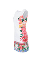 Desigual Women's short cotton dress Cher, white with flower print