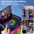 Караоке колона с 2 безжични микрофона, Bluetooth, 200W Peak, TWS и LED светлини