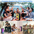 Караоке колона с 2 безжични микрофона, Bluetooth, 200W Peak, TWS и LED светлини