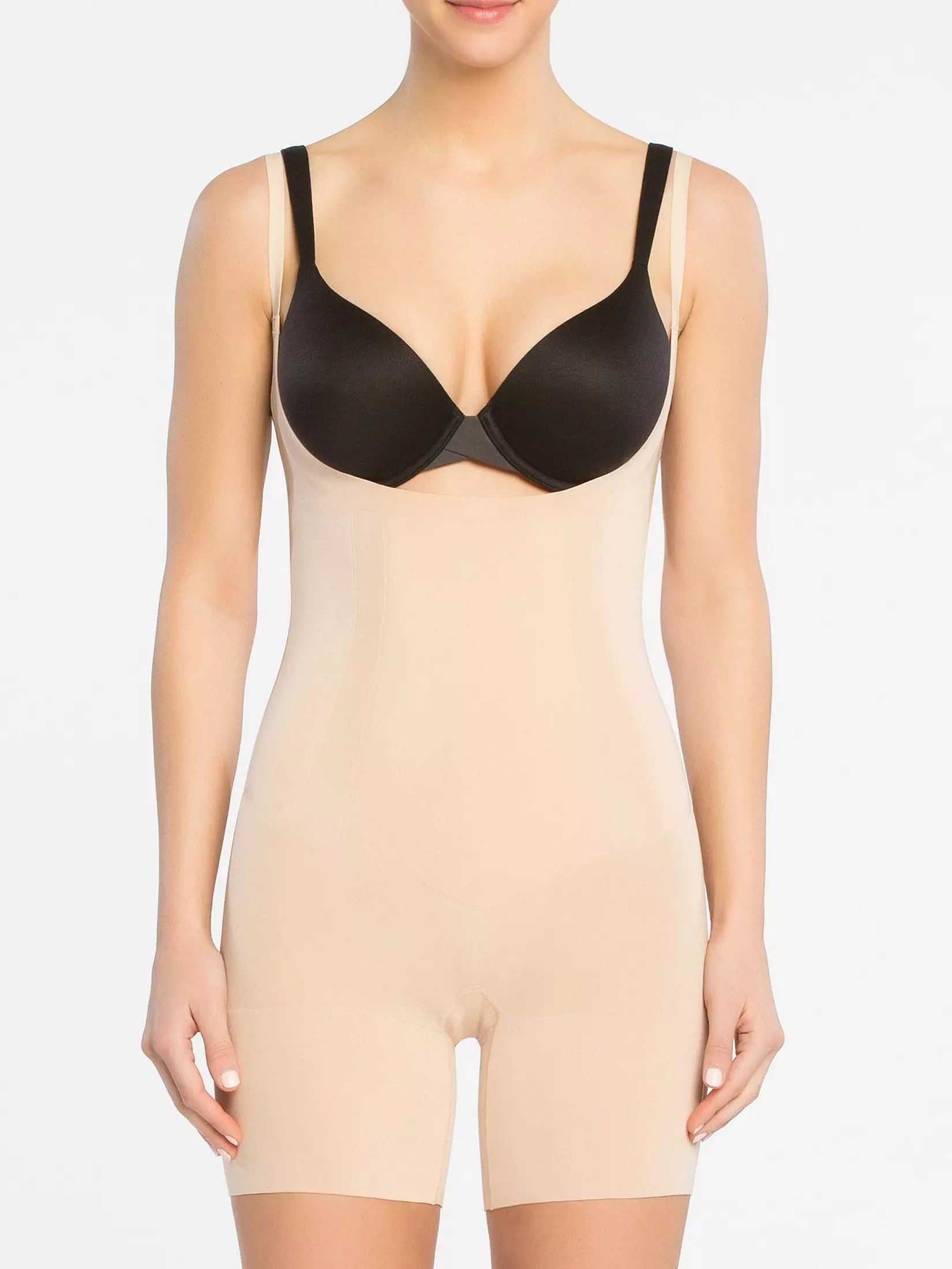 Women's SPANX Two-Timing Open Bust Shapewear Bodysuit, Beige
