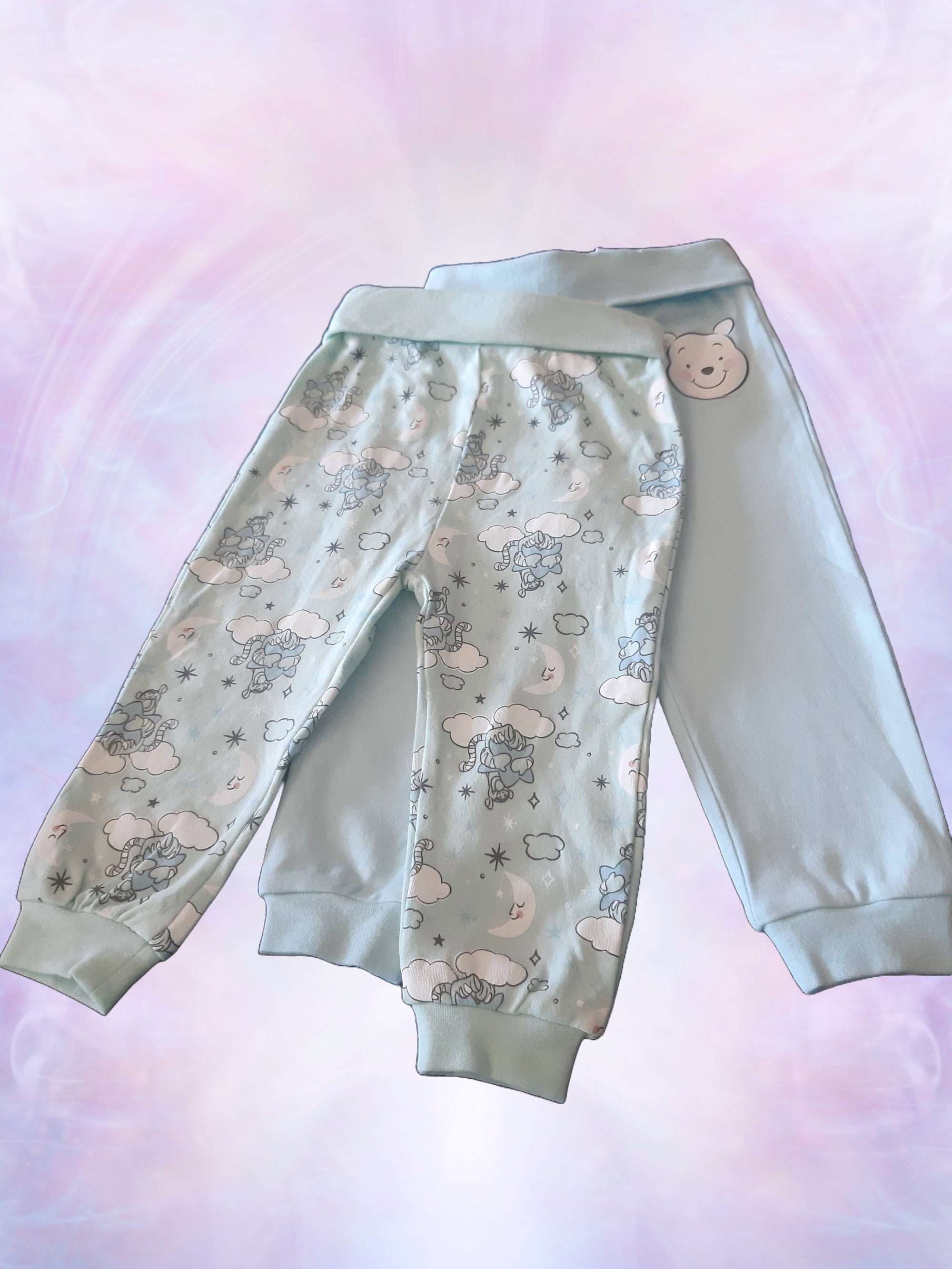 Disney Baby 2 бр. Детски памучни панталони, син и зелен с щампа