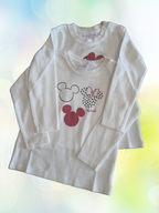 Disney Baby 2 бр. Детски памучни блузи Мики и Мини Маус, бели