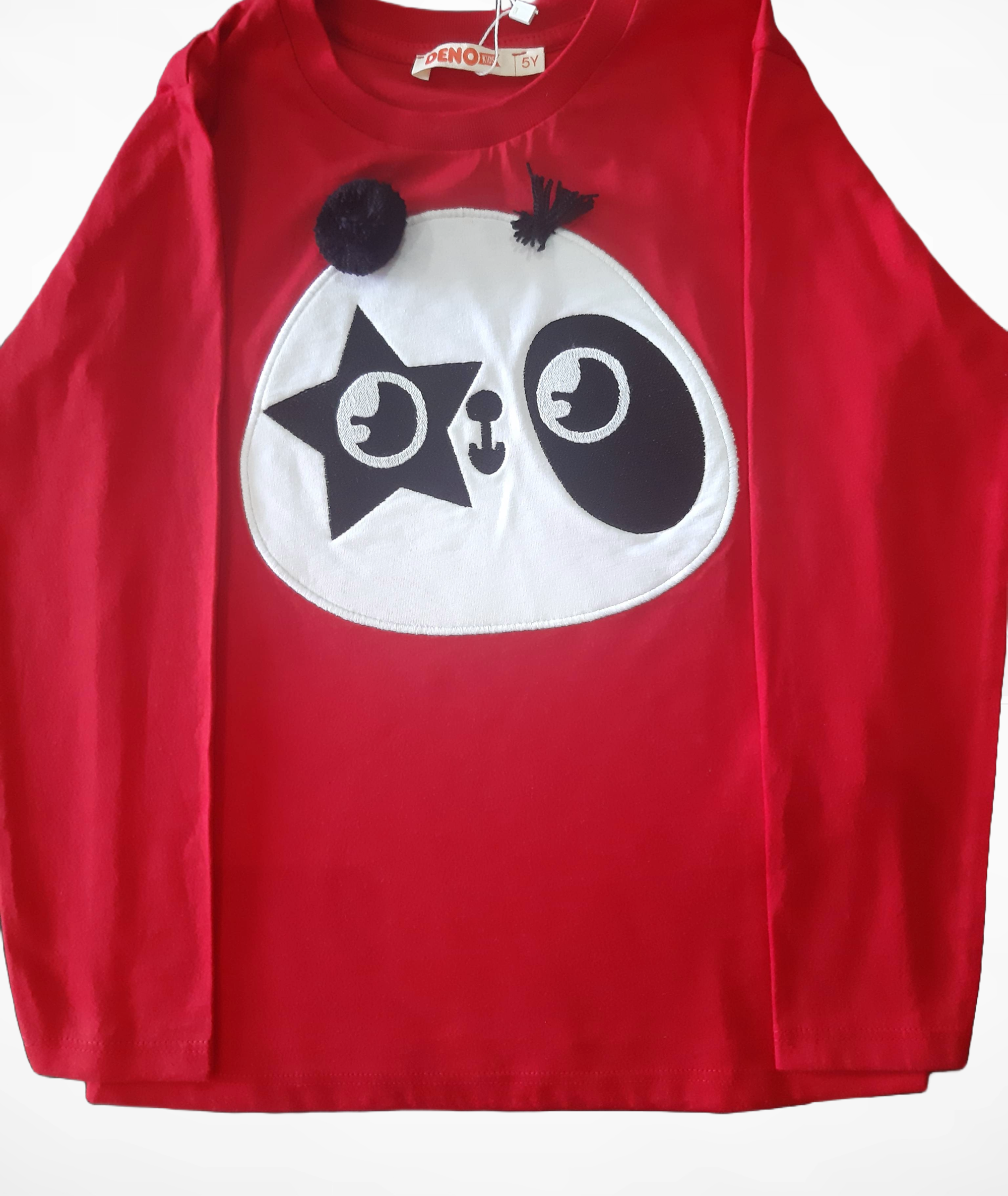 Детска памучна блуза, червена с щампа