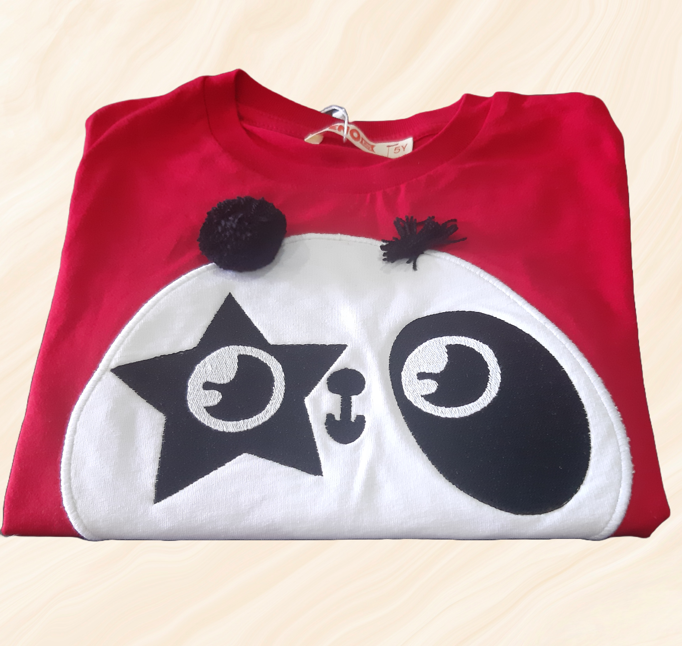 Детска памучна блуза, червена с щампа