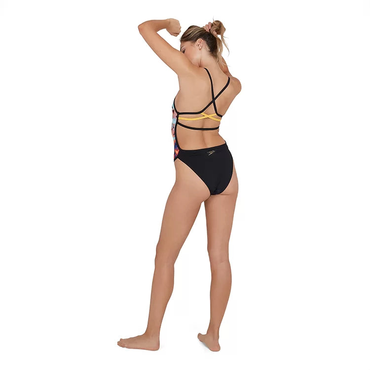 Цял бански костюм Speedo Women's JungleBeast Placement Ribbonback