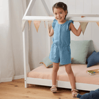 Cotton jumpsuit for girl, blue