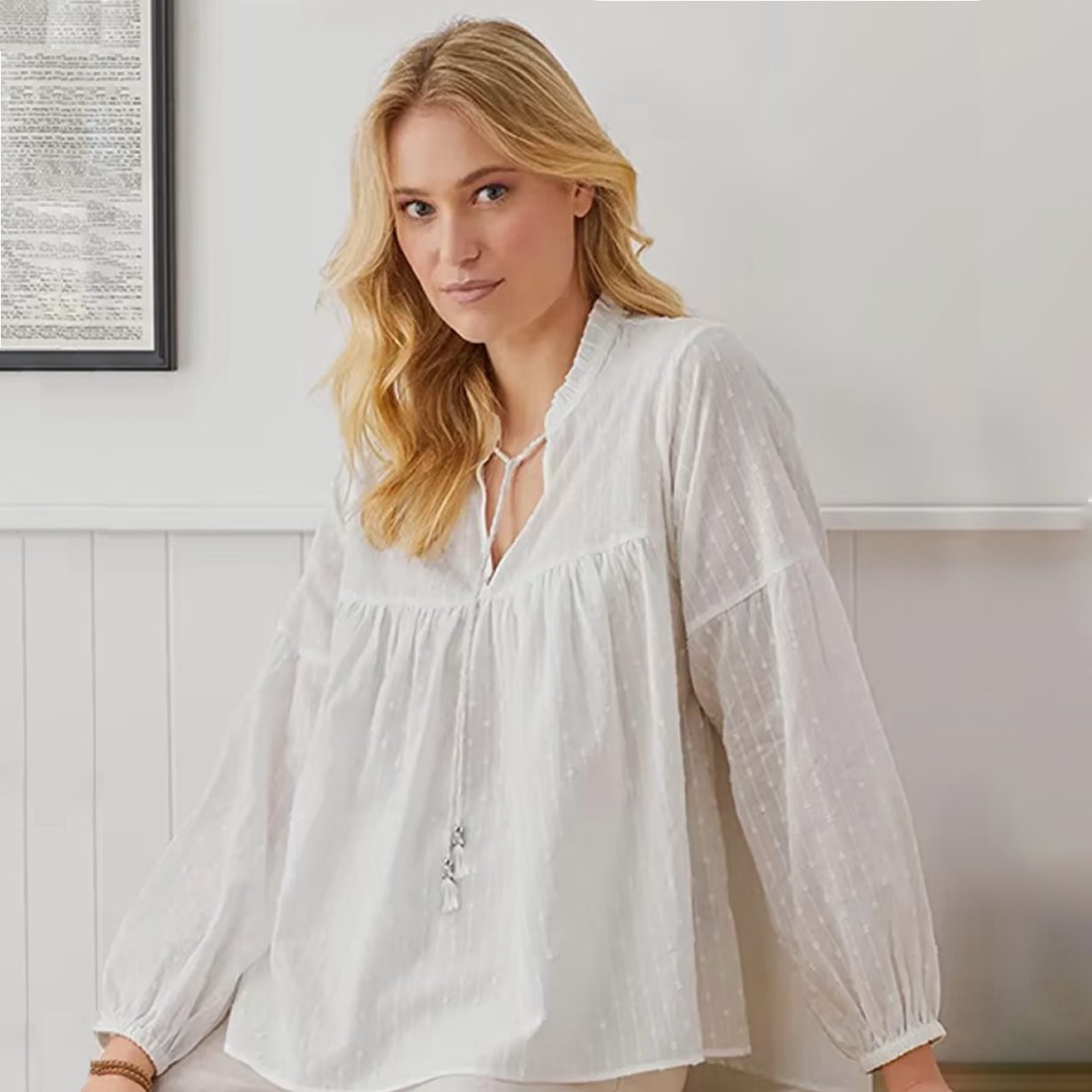 Long-sleeved tunic, white 
