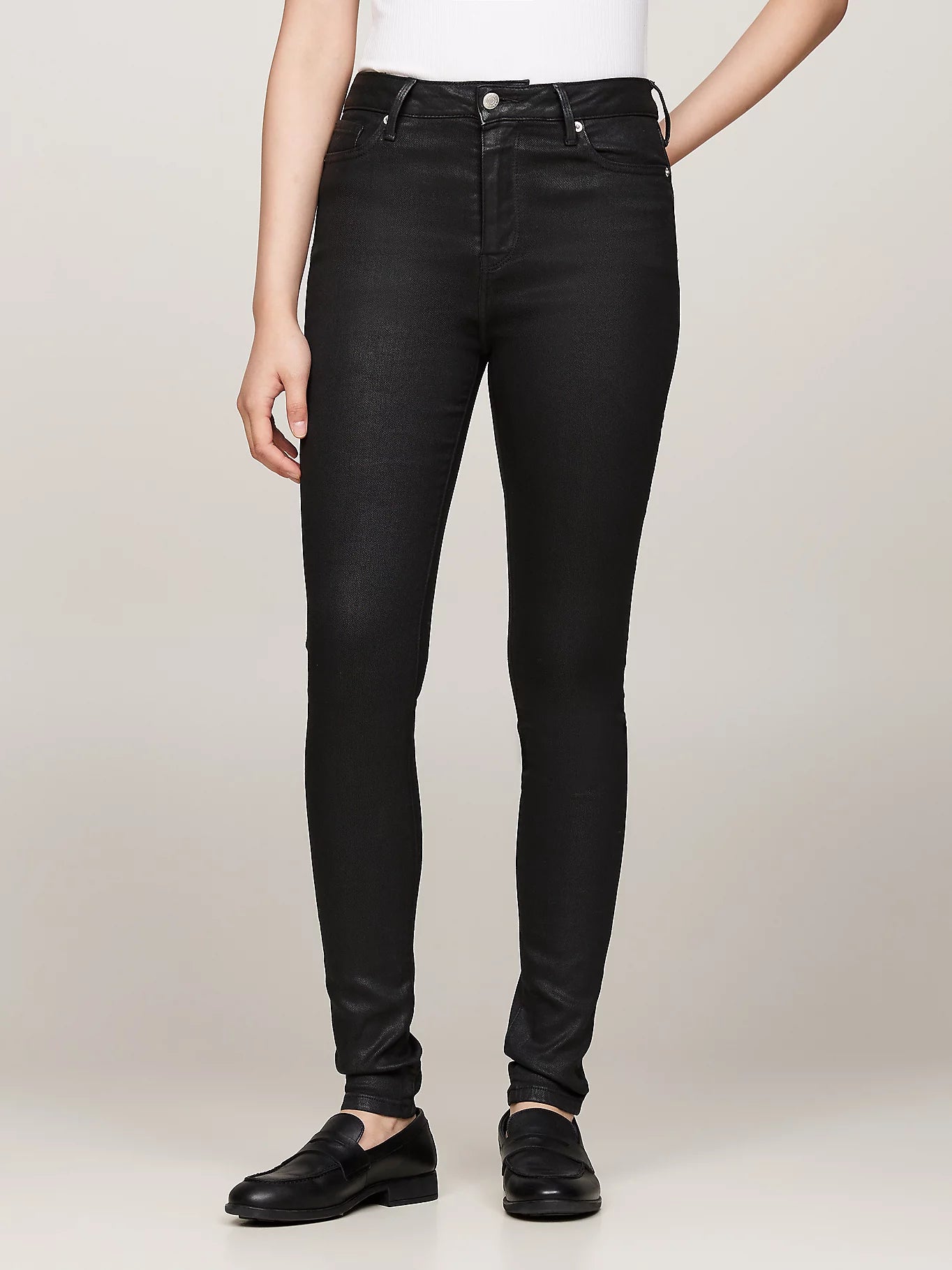 HILFIGER DENIM Дамски памучни тесни еластични дънки, черни