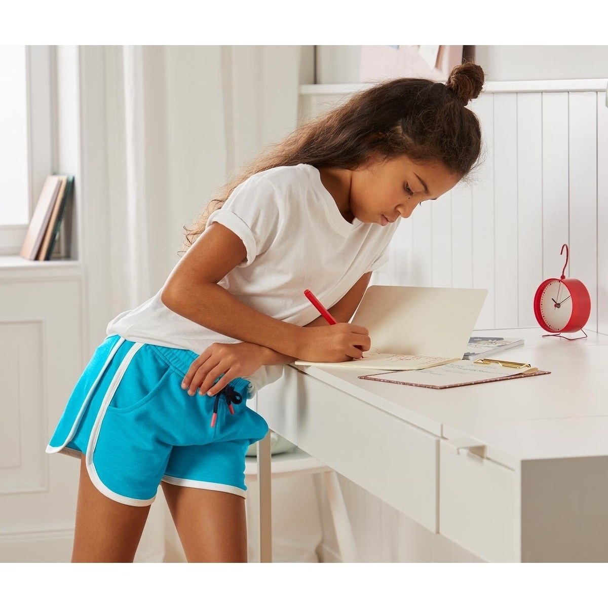 Set of cotton children's shorts for girls, blue