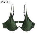 Zaful Бански костюм с банели сезон 2026, тъмно зелен