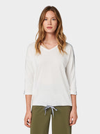 TOM TAILOR Дамска блуза с дължина 3/4 ръкав, бяла