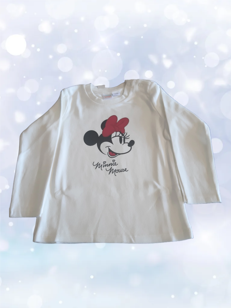 Disney Baby 2 бр. Детски памучни блузи Мики и Мини Маус, бели