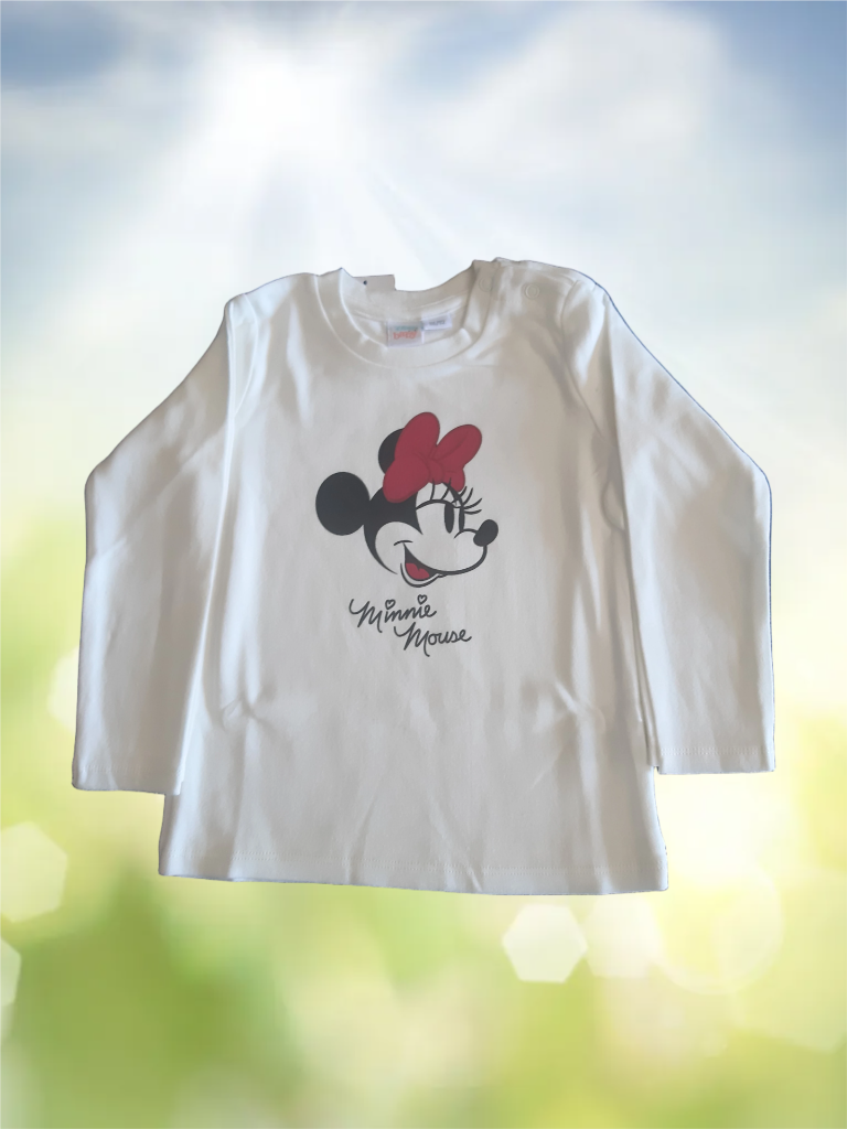 Disney Baby 2 бр. Детски памучни блузи Мики и Мини Маус, бели