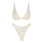 Zaful Two-piece swimsuit, ribbed bustier, light blue