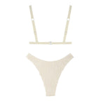Zaful Two-piece swimsuit, ribbed bustier, light blue