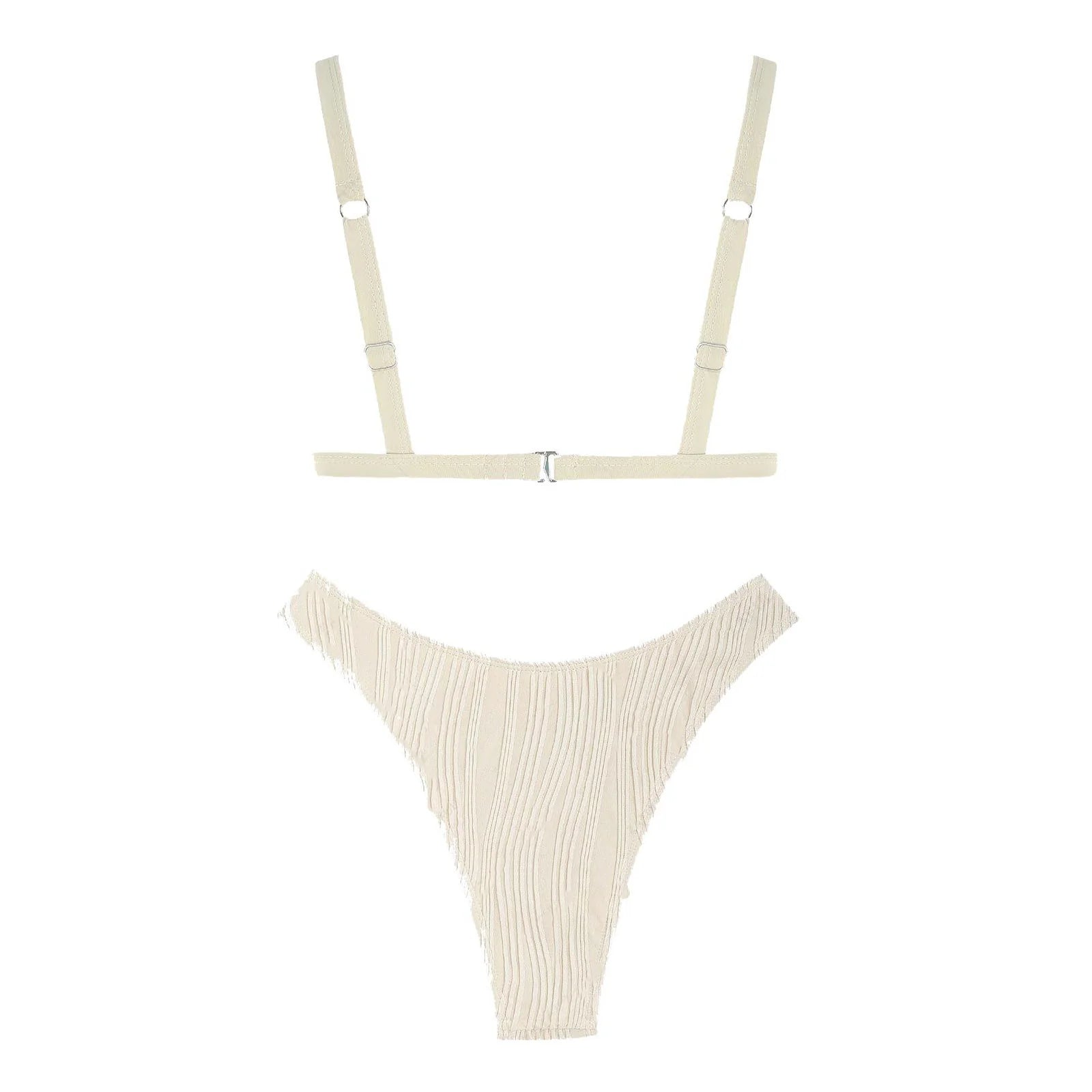 Zaful Two-piece swimsuit, ribbed bustier, light blue