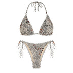 ZAFUL Ribbed Textured High Neck Triangle Swimsuit