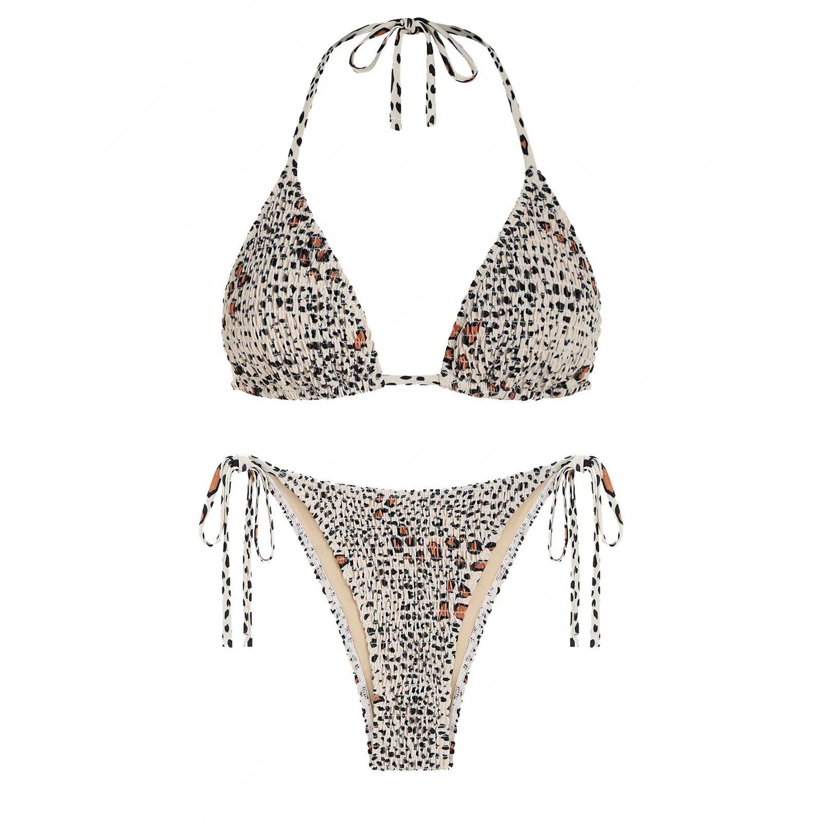 ZAFUL Ribbed Textured High Neck Triangle Swimsuit
