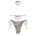 ZAFUL Ribbed Textured High Neck Triangle Swimsuit