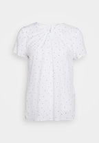Seidensticker Women's elegant short-sleeved blouse, white with black polka dots 