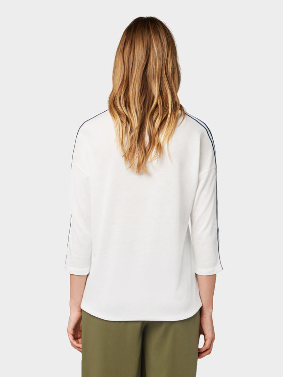 TOM TAILOR Дамска блуза с дължина 3/4 ръкав, бяла