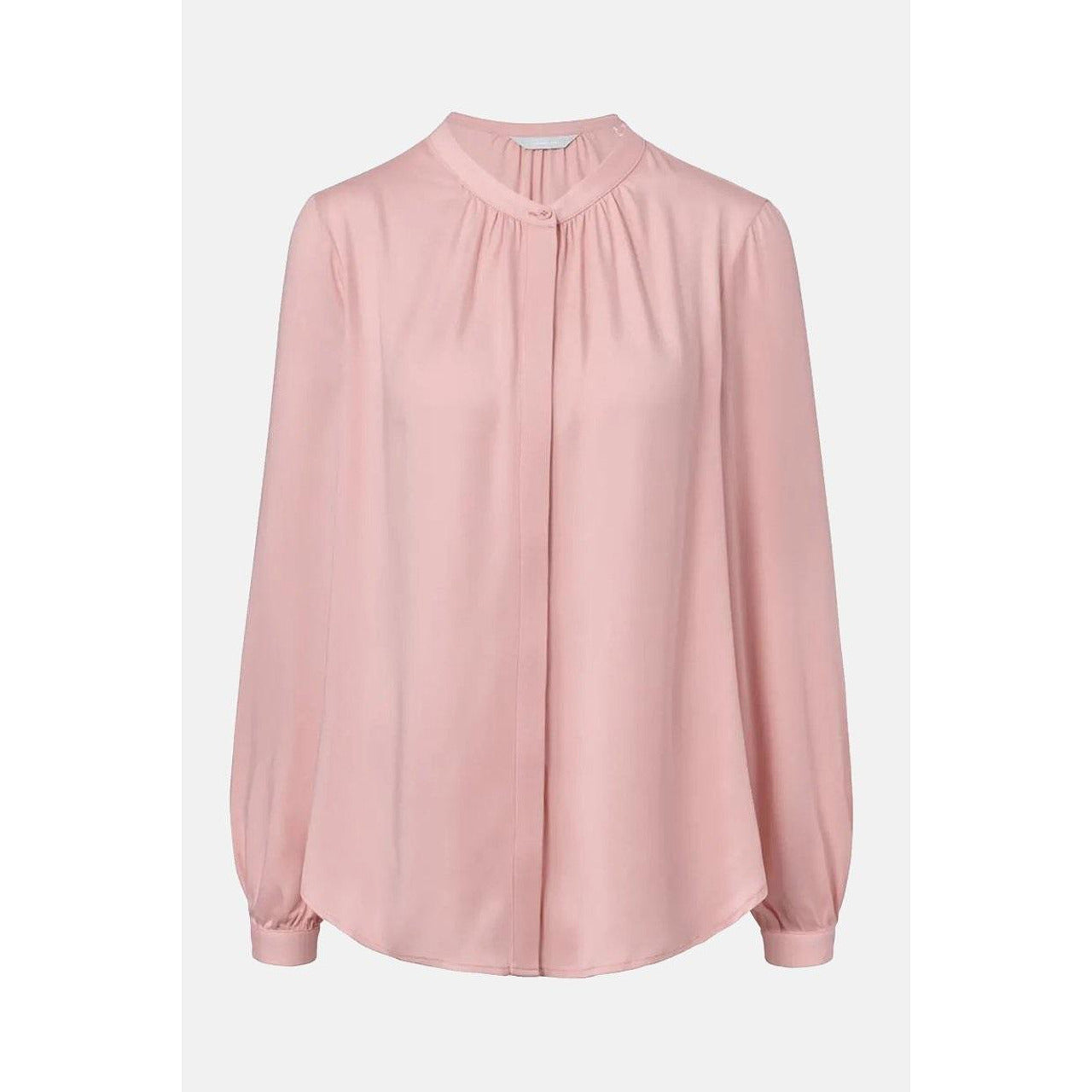 Дамска риза с V-образно деколте и дълъг ръкав, розова, 38