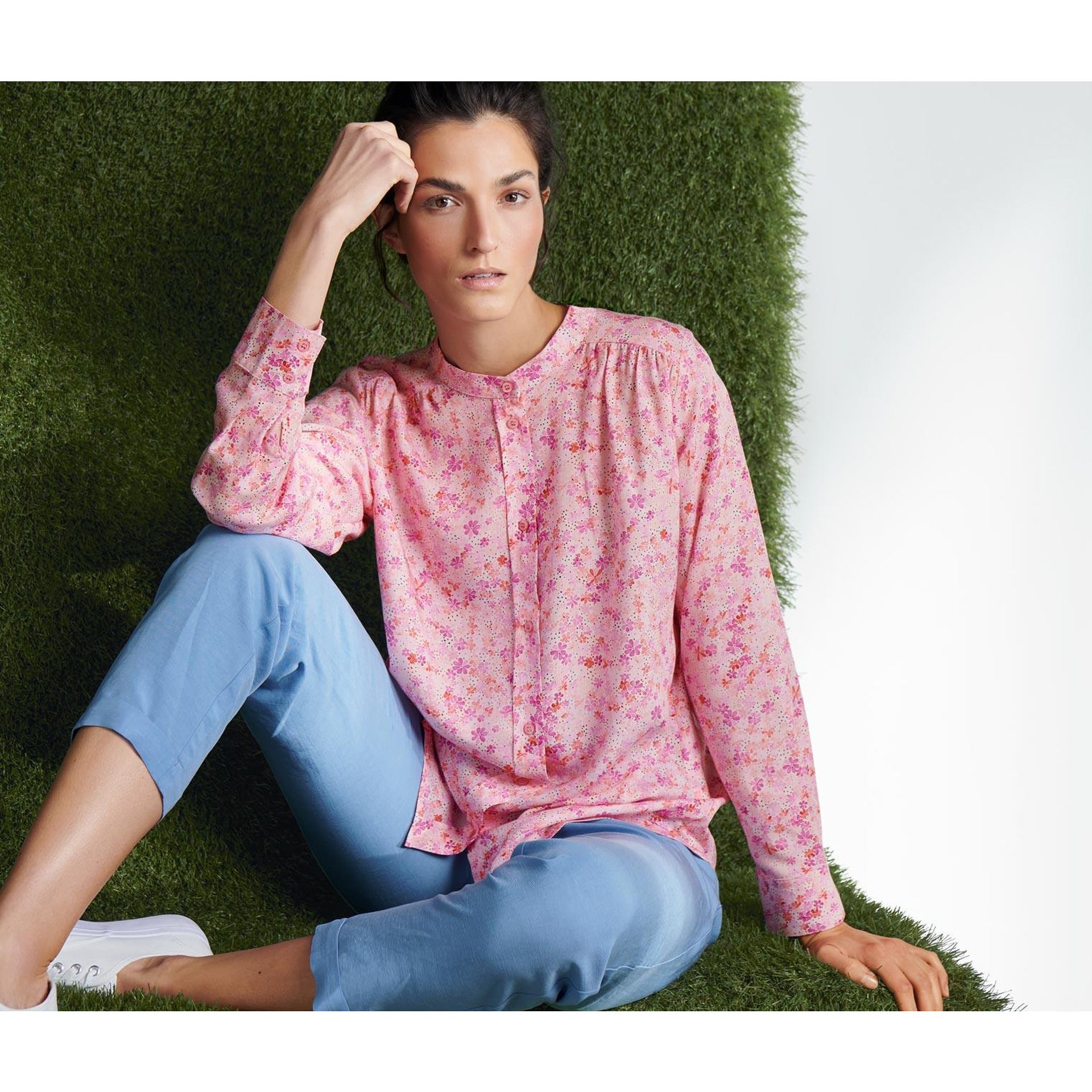 Дамска риза на цветя, розова, 42