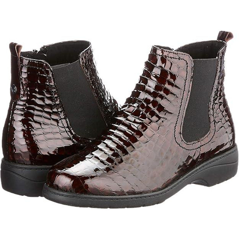 Дамски боти CAPRICE Bordeaux Croco от естествена кожа, бордо