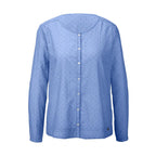 Памучна риза с дълъг ръкав, синя, 42