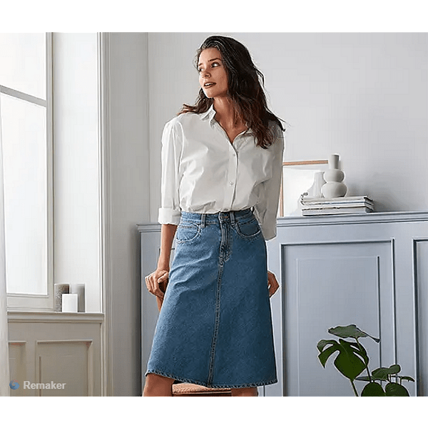 Дънкова ежедневна разкроена пола, синя, 38