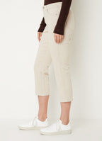 Straight 7/8 length cotton jeans, white 
