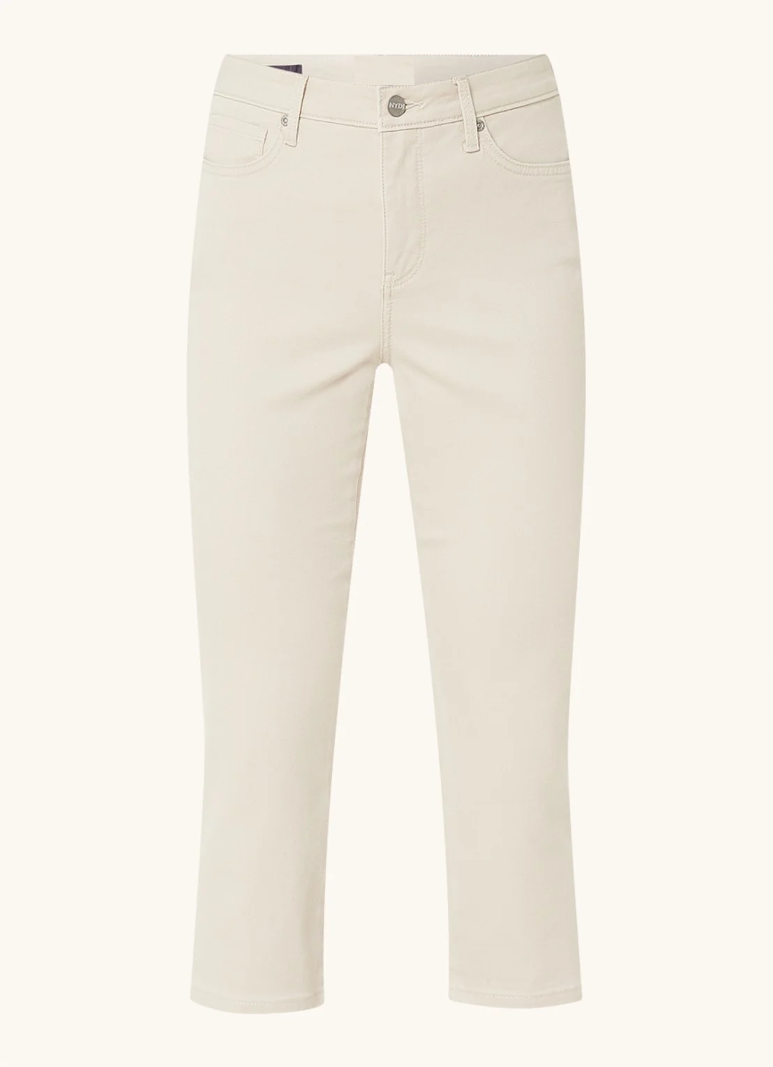Straight 7/8 length cotton jeans, white 