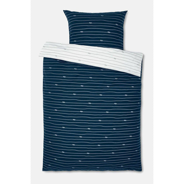 Двулицев спален комплект от перкал, тъмносин 135 x 200 см