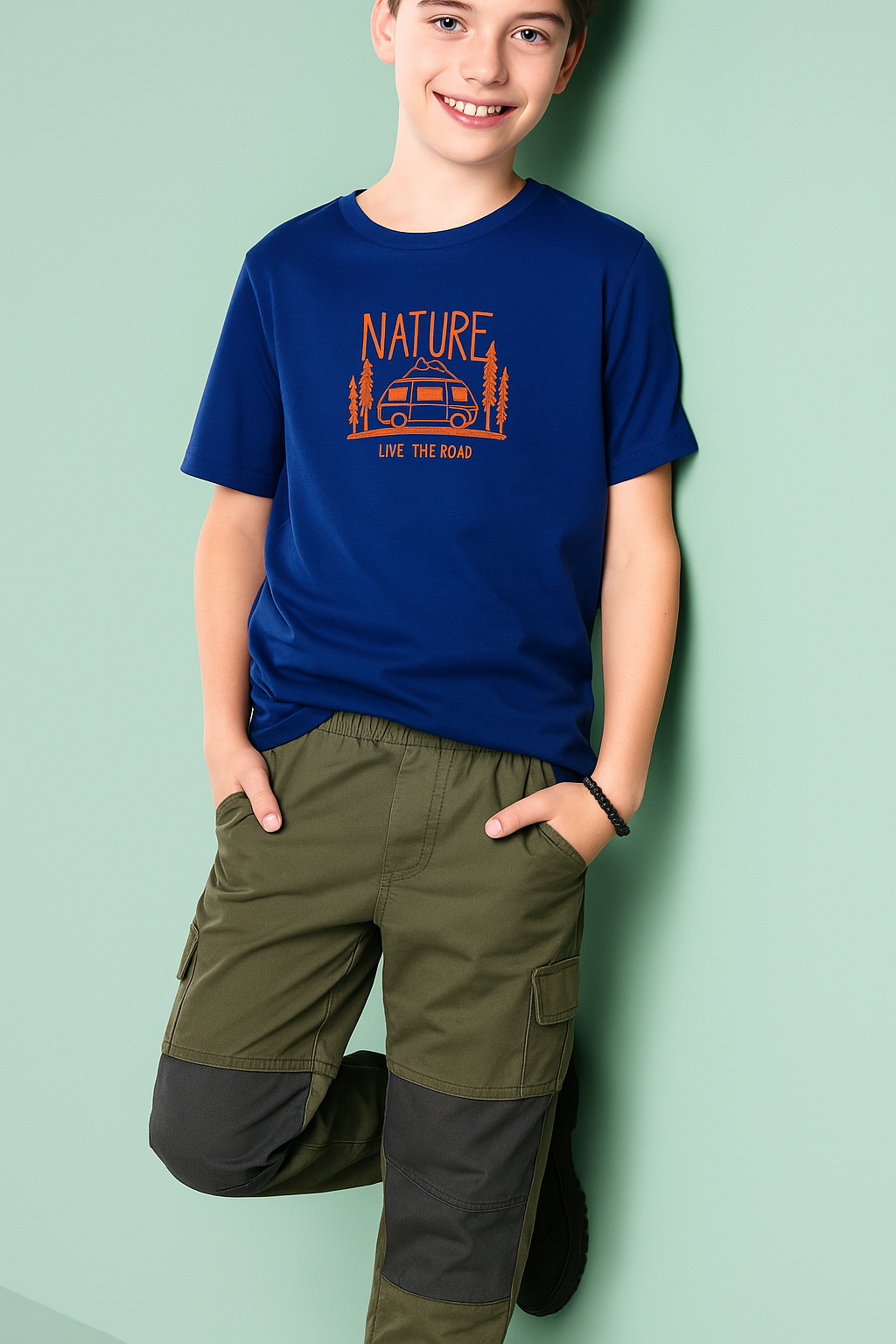 Детски карго панталони за момче 2 в 1, зелени