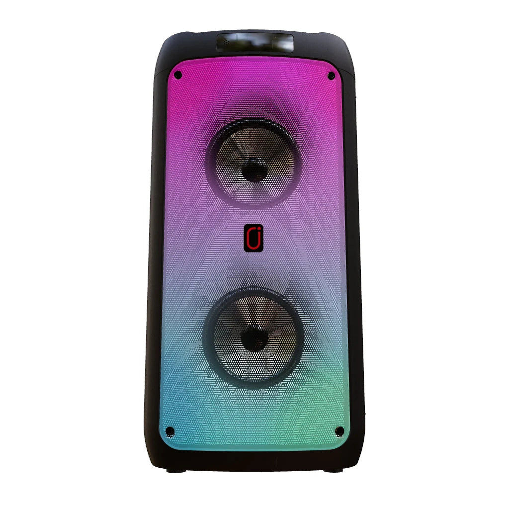 Караоке колона с 2 безжични микрофона, Bluetooth, 200W Peak, TWS и LED светлини
