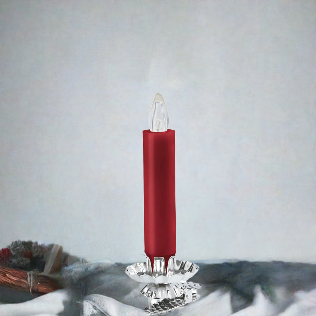 12 LED Коледни свещи за елха, червени