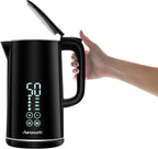 Електрическа кана Hanseatic 1.7L, 2200W, дигитален дисплей и контрол на температурата, черна