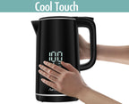 Електрическа кана Hanseatic 1.7L, 2200W, дигитален дисплей и контрол на температурата, черна